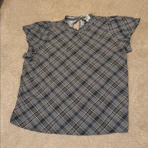 Torrid Gray and Yellow Plaid Blouse